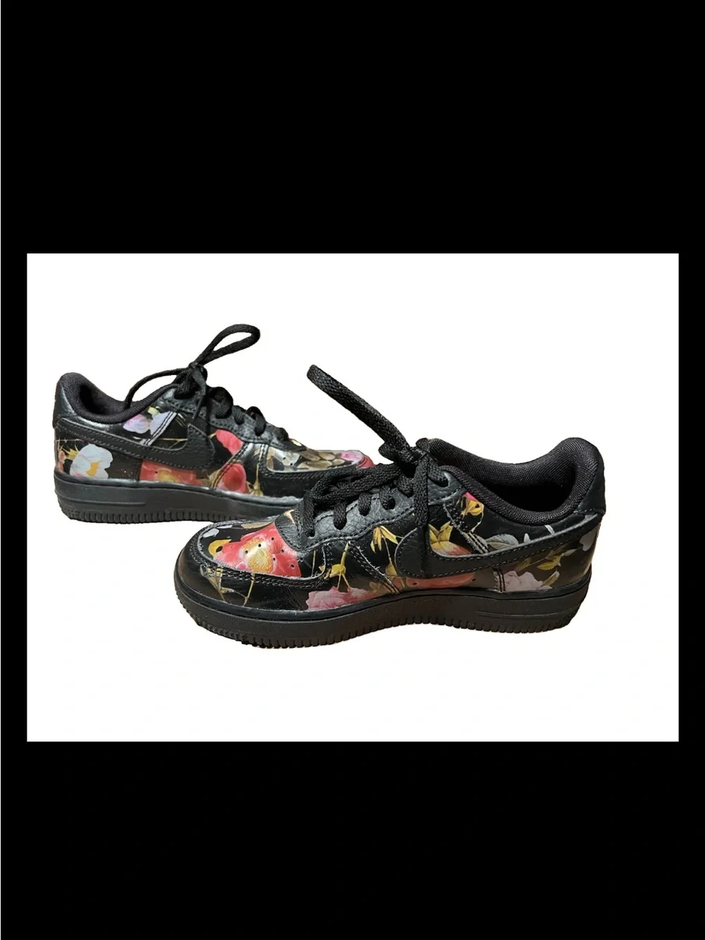 Nike Air Force 1 Low Black And Floral Design 2018 Size Youth 1